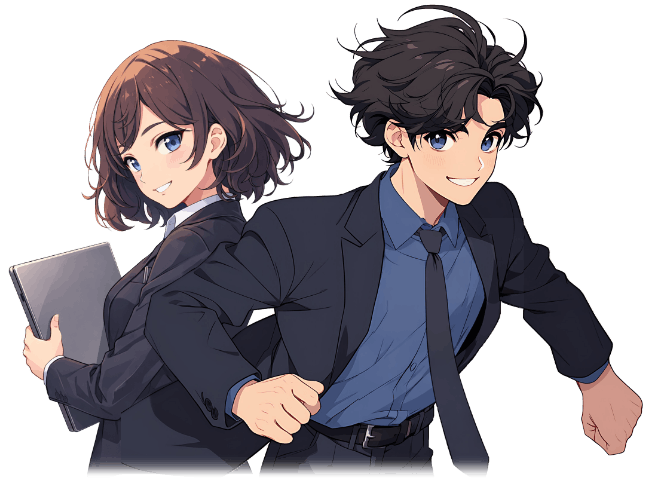 スーツを着た男性と女性のイメージ
